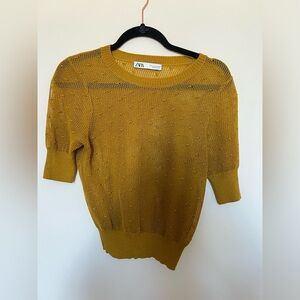 Zara Knit Short Sleeve Top